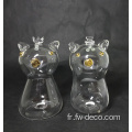 Verre borosilicate adorable sel d'animaux et poivron